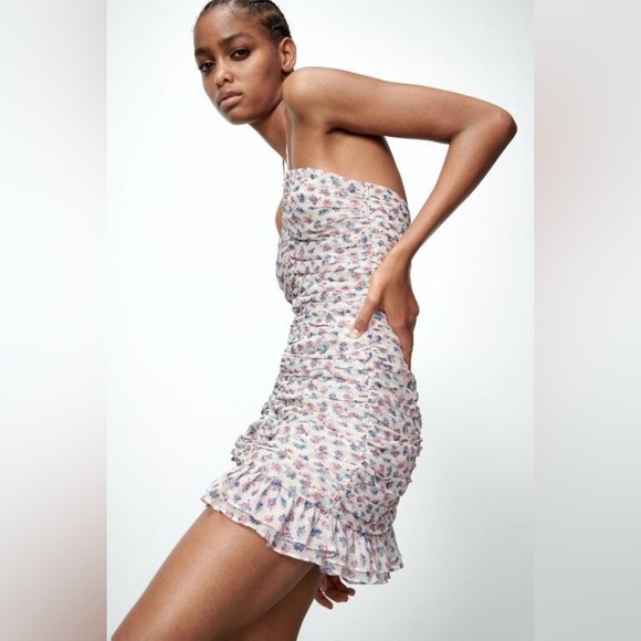 Zara Bloggers Favorite Metallic Thread Draped Print Dress - Picture 5 of 11